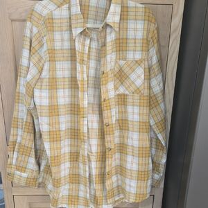 LA MIEL Mustard and White Plaid Men's Shirt